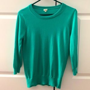 JCREW merino wool 3/4 length sleeve size small green sweater